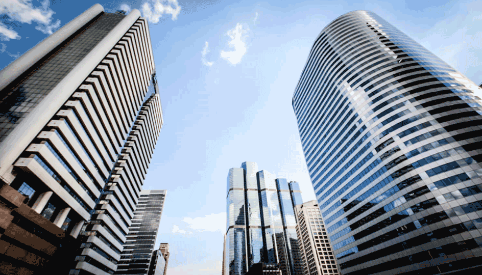 Building at noon in the city