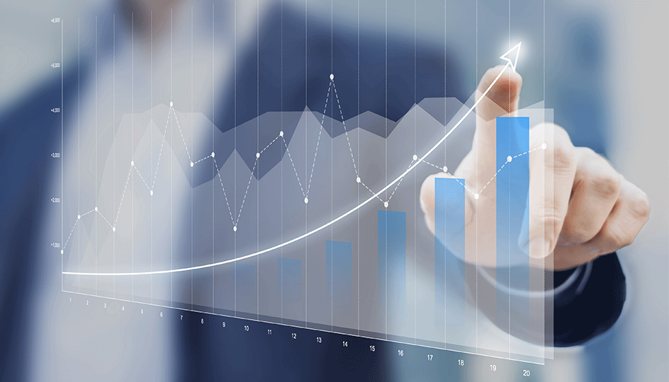 Financial charts showing growing revenue 